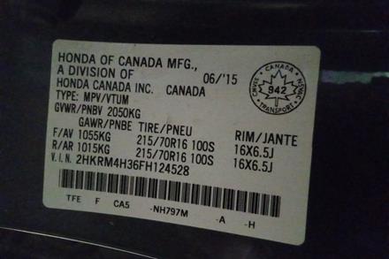 2015-2016 Honda CR-V LX Radio Head Unit - AM/FM/CD 4-Speaker System